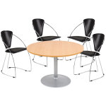 Pack : table de runion ronde 120cm pure - htre pieds aluminium + 4 fauteuils laura