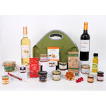 Panier d�gustation - panier gourmand 20 �l�ments - sac isotherme vert chin� avec deux anses - coffret ...