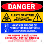 Panneau signalisation polystyrne rigide danger alerte sanitaire multi messages en 3 langues (danger ...