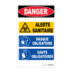 Panneau signalisation polystyrne rigide danger alerte sanitaire multi messages (danger - alerte - masque ...