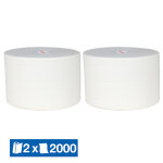 Papeco bobine d'essuyage blanche 2000 formats, lot de 2