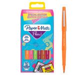 Paper mate flair original stylo feutre  capuchon pointe moyenne 0, 7 mm - pochette 16 couleurs rtro ...