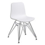 Paperflow lot de 2 chaises uxsteel en polypropylne, pied chrom, assise blanche, h79xl49, 5xp50, 5 cm ...