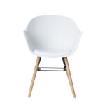 Paperflow chaise coque enveloppante wiseman avec coussin - pieds bois - lot de 2 - blanc