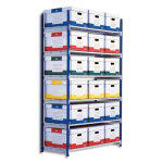 Paperflow rayonnage rang'eco tubulaire lment suivant en acier, 6 tablettes - dim. l125 x h200 x p54 ...