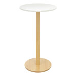 Paperflow table mange debout woody - diamtre 60 cm - plateau blanc, pied bois massif vernis