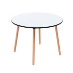 Paperflow table de restauration ronde palomba 100 cm - plateau blanc - pieds hêtre massif vernis Paperflow table de restauration ronde palomba 100 cm - plateau blanc - pieds hêtre massif vernis