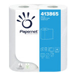 Papernet essuie - tout double �paisseur gaufr� - 48 feuilles - blanc - lot de 2 rouleaux de 11, 42 m
