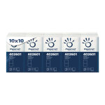 Papernet paquet de mouchoir de poche 4 plis - 402601 - blanc - 10 paquets de 10 mouchoirs