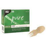 Papstar fourchette et cuillre 2en1 'pure', 85 mm, naturel