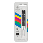 Parker blister de 2 recharges gel parker. pointe moyenne. encre noire