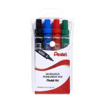 Pentel n50 - marqueur permanent pointe ogive trait 1, 5 mm - 4 couleurs assorties