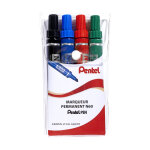 Pentel n60 - marqueur permanent biseaut trait de 3, 9 - 5, 7 mm - pochette de 4 coloris assortis