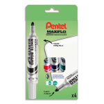 Pentel pochette de 4 marqueurs effaçables à sec tableaux blancs pointe ogive large encre liquide maxiflo ... Pentel pochette de 4 marqueurs effaçables à sec tableaux blancs pointe ogive large encre liquide maxiflo ...