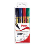 Pentel pochette de 4 marqueurs permanent n850 pointe ogive - assortis noir, bleu, rouge, vert