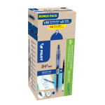 Pilot eco pack b2p begreen, stylo bille rtractable, pointe moyenne 0, 7 mm, corps bleu transparent avec ...