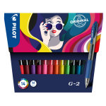 Pilot g2 stylo roller encre gel r�tractable pointe moyenne 0, 7 mm - pochette de 14 couleurs assorties ...