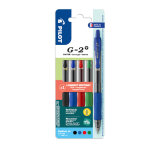 Pilot g2 + stylo roller encre gel r�tractable pointe moyenne 0, 7 mm - pochette de 4 couleurs assorties ...