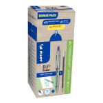Pilot greenpack b2p ecoball - stylo bille rtractable pointe large 1mm bleu - lot 10 stylos + 10 recharges ...