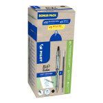 Pilot greenpack b2p ecoball - stylo bille rtractable pointe large 1mm noir - lot 10 stylos + 10 recharges ...