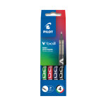 Pilot stylo roller, v ball, pointe fine, corps bleu, couleurs d'encre assorties: noir, bleu, vert, rouge ...