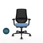 Piqueras y crespo mardos fauteuil ergonomique dossier maille - accoudoirs 2d - assise bleu ciel