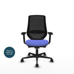 Piqueras y crespo mardos fauteuil ergonomique dossier maille - accoudoirs 2d - assise bleu clair