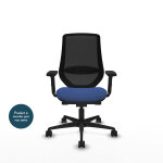 Piqueras y crespo mardos fauteuil ergonomique dossier maille - accoudoirs 2d - assise bleu marine