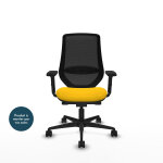 Piqueras y crespo mardos fauteuil ergonomique dossier maille - accoudoirs 2d - assise jaune