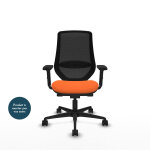 Piqueras y crespo mardos fauteuil ergonomique dossier maille - accoudoirs 2d - assise orange