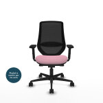 Piqueras y crespo mardos fauteuil ergonomique dossier maille - accoudoirs 2d - assise rose