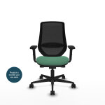 Piqueras y crespo mardos fauteuil ergonomique dossier maille - accoudoirs 2d - assise vert �meraude