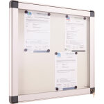 Planorga vitrine d'affichage ext�rieur 6 feuilles a4 - porte battante - fond magn�tique