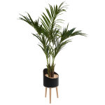 Plante artificielle d'int�rieur palmier h. 210 cm - pot noir sur pieds bois