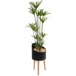 Plante artificielle d'intérieur papyrus h. 160 cm - pot noir sur pieds bois Plante artificielle d'intérieur papyrus h. 160 cm - pot noir sur pieds bois