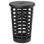 Plast team panier  linge boston, 54 litres, rond, noir