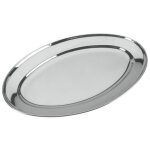 Plateau de service, ovale, inox, largeur: 342 mm