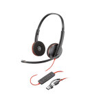 Poly blackwire 3220 stro micro casque filaire duo usb - c + adaptateur usb - c / a