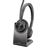 Poly voyager 4320 teams duo casque sans fil bluetooth + dongle usb - a + station de charge