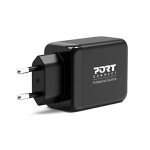 Port connect chargeur mural usb - c & usb - a charge rapide 65w - 3 prises - noir