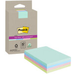 Post - it bloc de notes super sticky recycl�es lign�es 102 x 152 mm couleur assorties - lot de 4 blocs ...