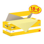 Post - it notes repositionnables 127 x 76 mm - jaune - pack 18 blocs de 100 feuilles + 6 gratuits