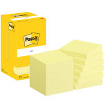 Post - it notes repositionnables 76 x 76 mm - jaune - lot 12 blocs de 100 feuilles