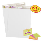 Post - it notes repositionnables meeting charts super sticky blanc 63, 5 x 76, 2 cm - 2 blocs 30 feuilles ...