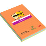 Post - it note de r�union super sticky lign�es rectangle 102 x 152 mm assortis vifs - lot de 3 blocs ...