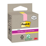 Post - it notes super sticky 76 x 76 mm 100 % recycl�es - 2 blocs de 70 feuilles - rose pastel et jaune ...