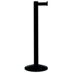 Poteau de balisage  enrouleur noir, sangle noire