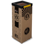 Poubelle carton 100l pour recyclage du plastique - couvercle métal jaune Poubelle carton 100l pour recyclage du plastique - couvercle métal jaune