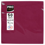 Pronappe paquet de 50 serviettes cocktail micro - gaufres ouate 2 plis - 20x20 cm - bordeaux