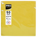 Pronappe paquet de 50 serviettes cocktail micro - gaufres ouate 2 plis - 20x20 cm - jaune